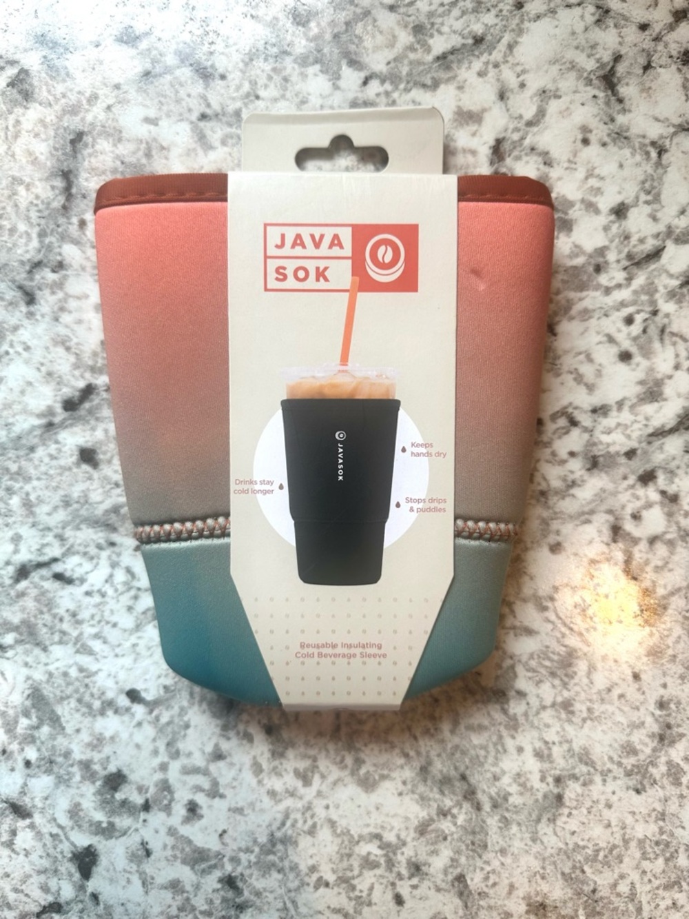 Large Iced Drink Sleeve - Coral to Teal Ombre